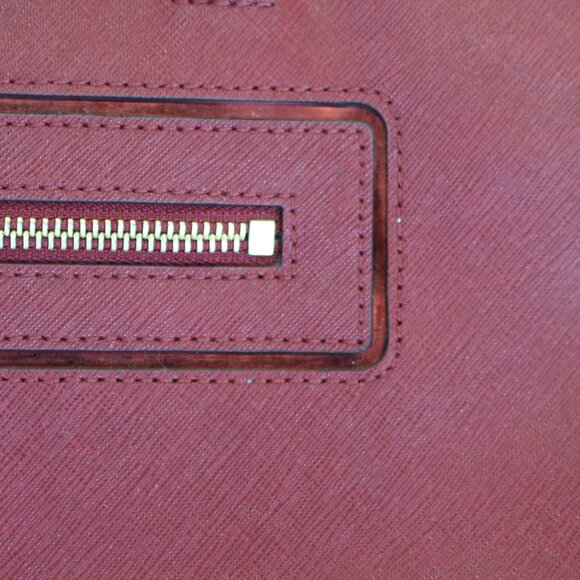 Michael Kors Cherry Red Jet Set Large Leather Tote Bag Purse - Picture 5 of 13